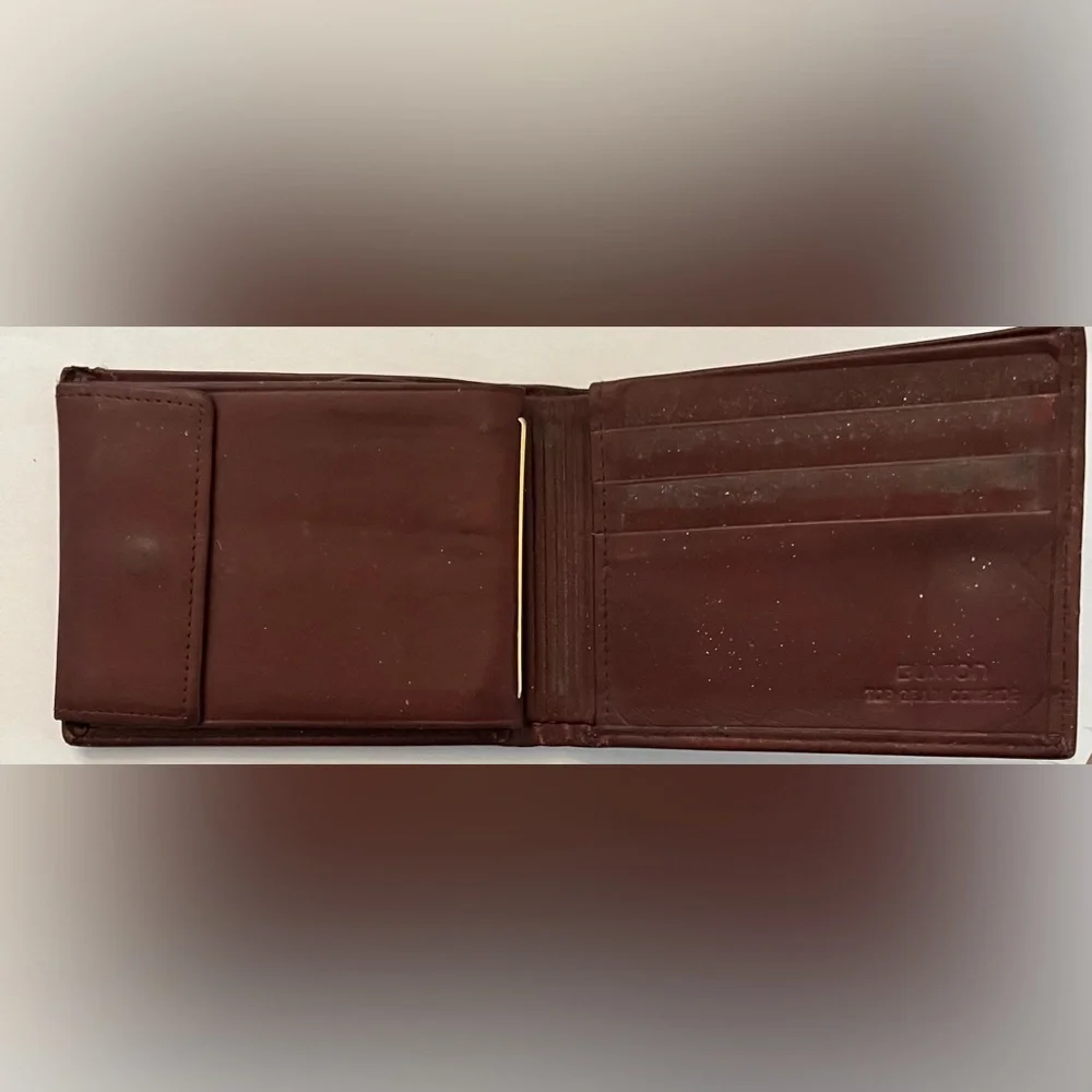 Vintage guess Mens passcase wallet buxton top grain cowhide brown